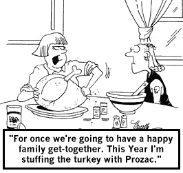 Turkeyâ€”Turkey contains an amino acid called L-Tryptophan. This amino acid triggers the release of serotonin, which is a feel-good brain chemical. This is the reason why many people who eat turkey feel relaxed, or even tired, after eating it. L-Tryptophan has a documented calming effect.