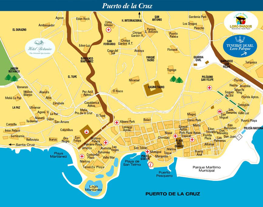 Puerto de la Cruz Hotel and Street Maps: